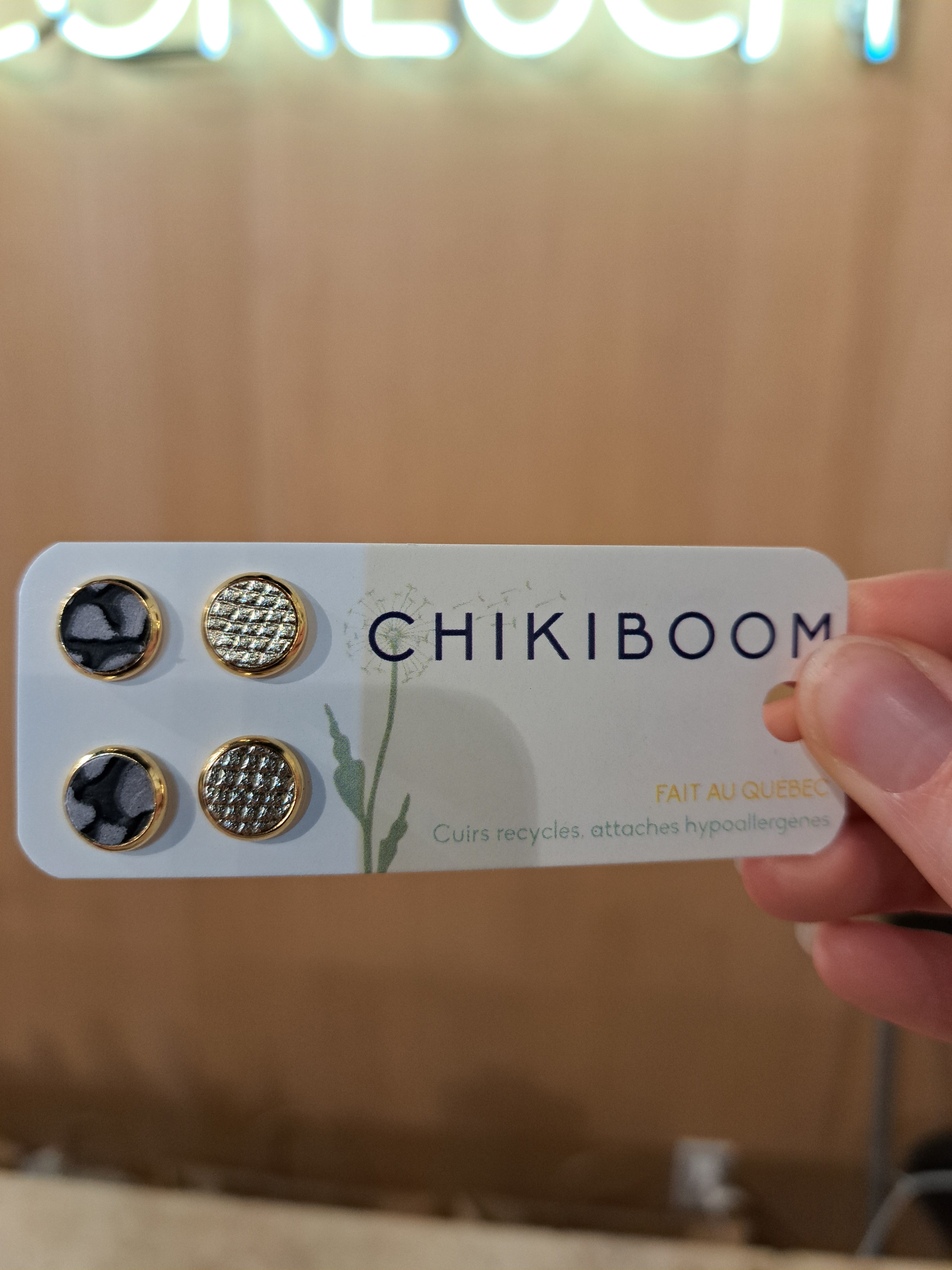 Boucles d'oreilles en cuir recyclé - Duo