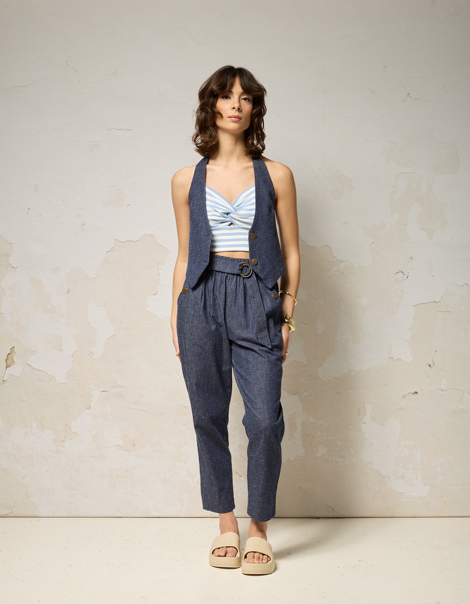 THÉA Vest - Speckle Indigo