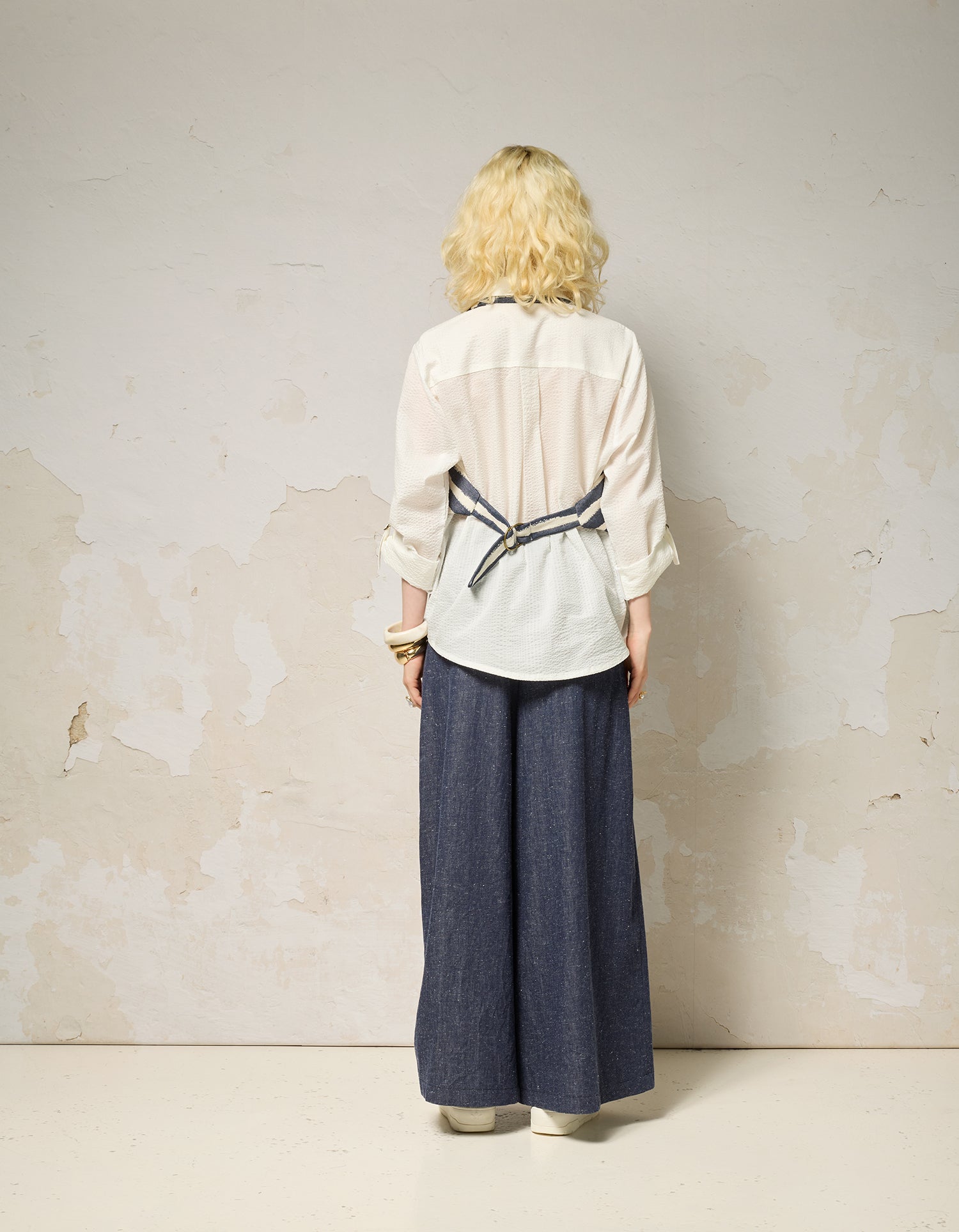 THÉA Vest - Striped Denim
