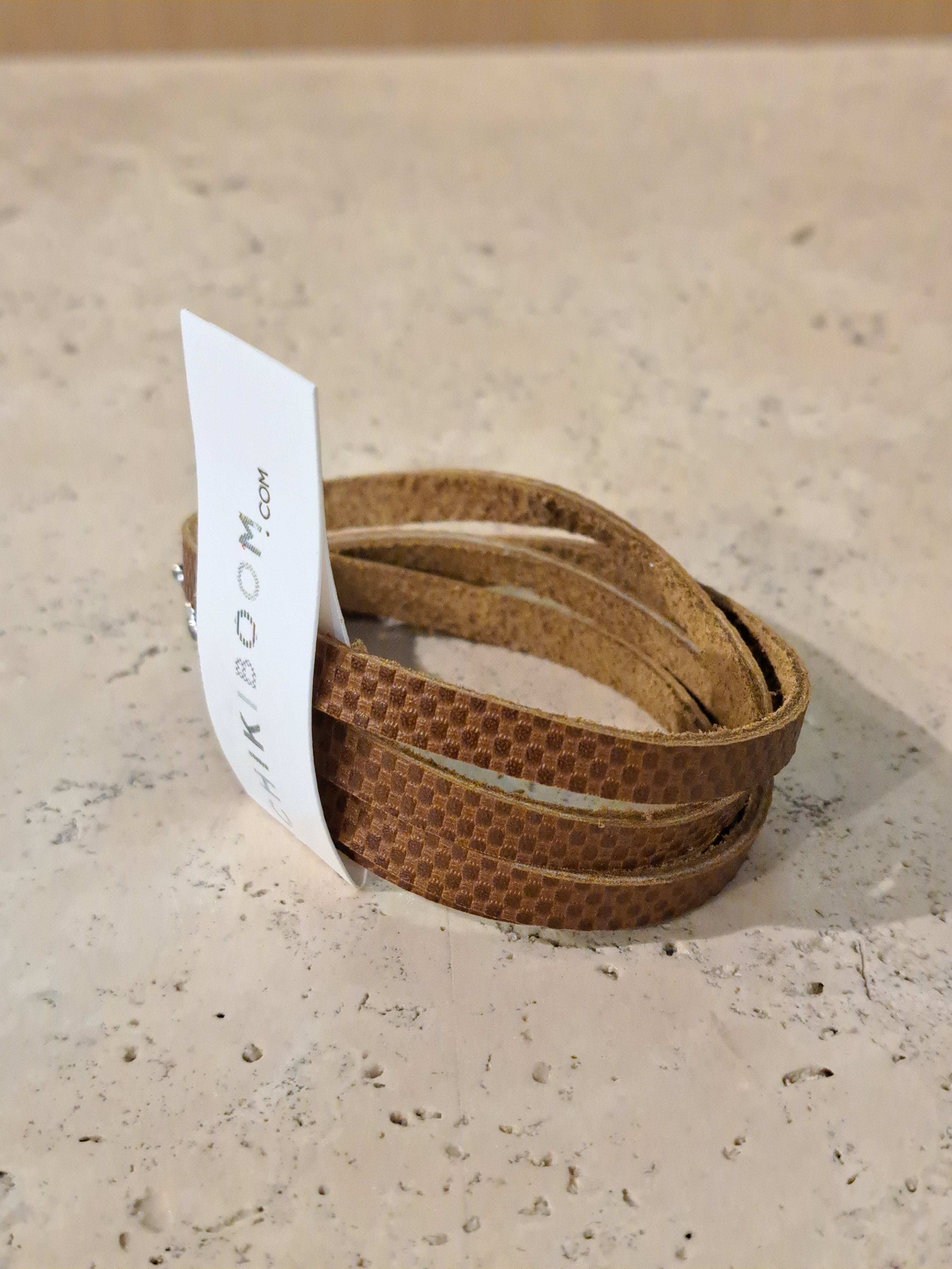 chikiboom-bijou-bacelets-4tours-cuir-brun-damier