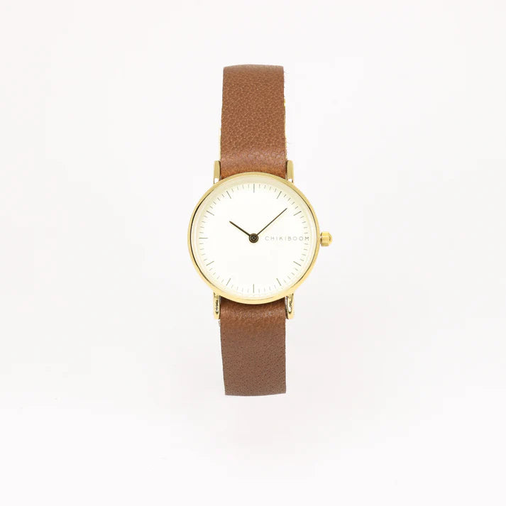 chikiboom-montre-simple-brun-or