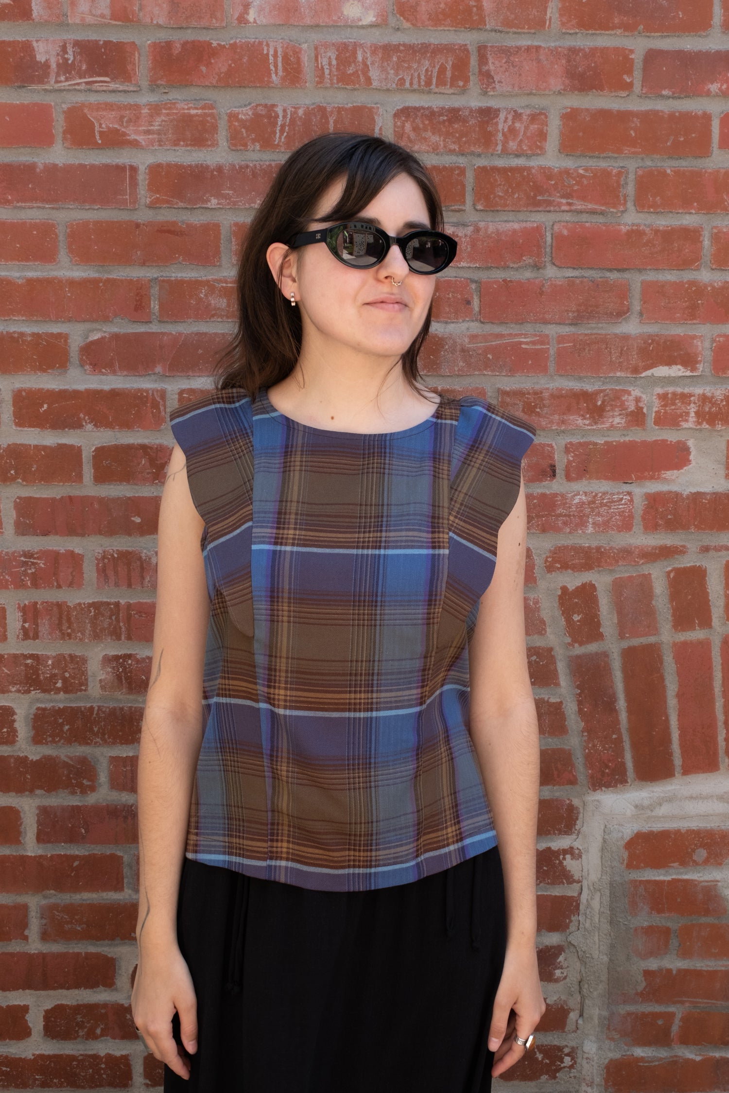 cokluch-haut-blouse-neema-plaid-bleu-coton-viscose-ah2425