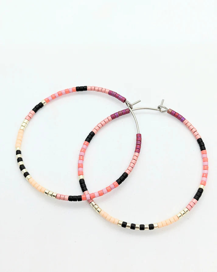 kajou-bijou-bouclesdoreilles-koleo-rose-perles-miyuki