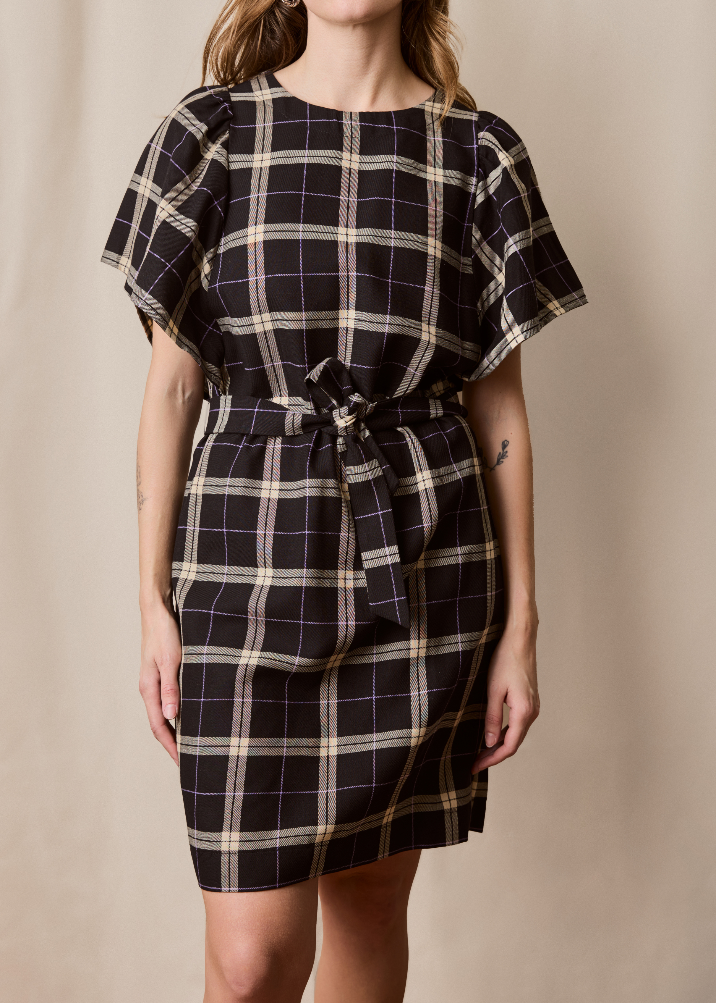 BLOOM Dress - Black Plaid