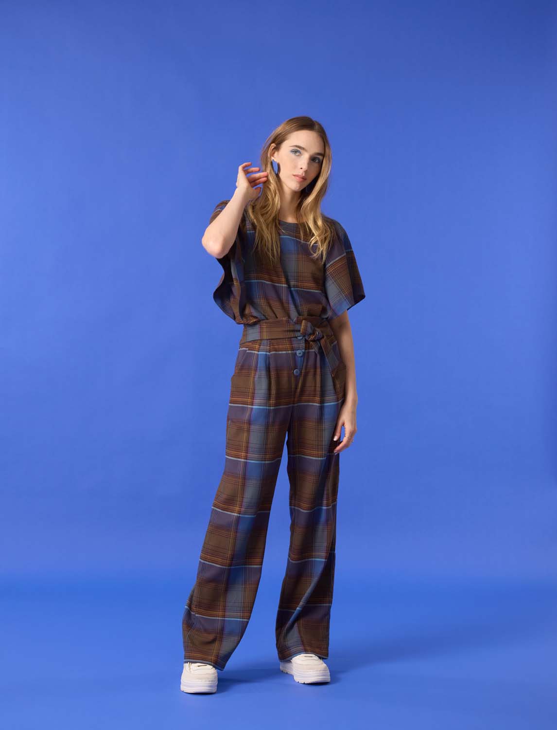 BROOKE Pants Blue Plaid