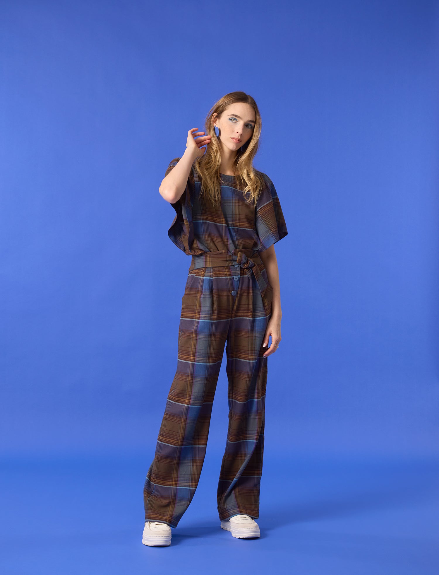 Pantalon BROOKE - Plaid Bleu