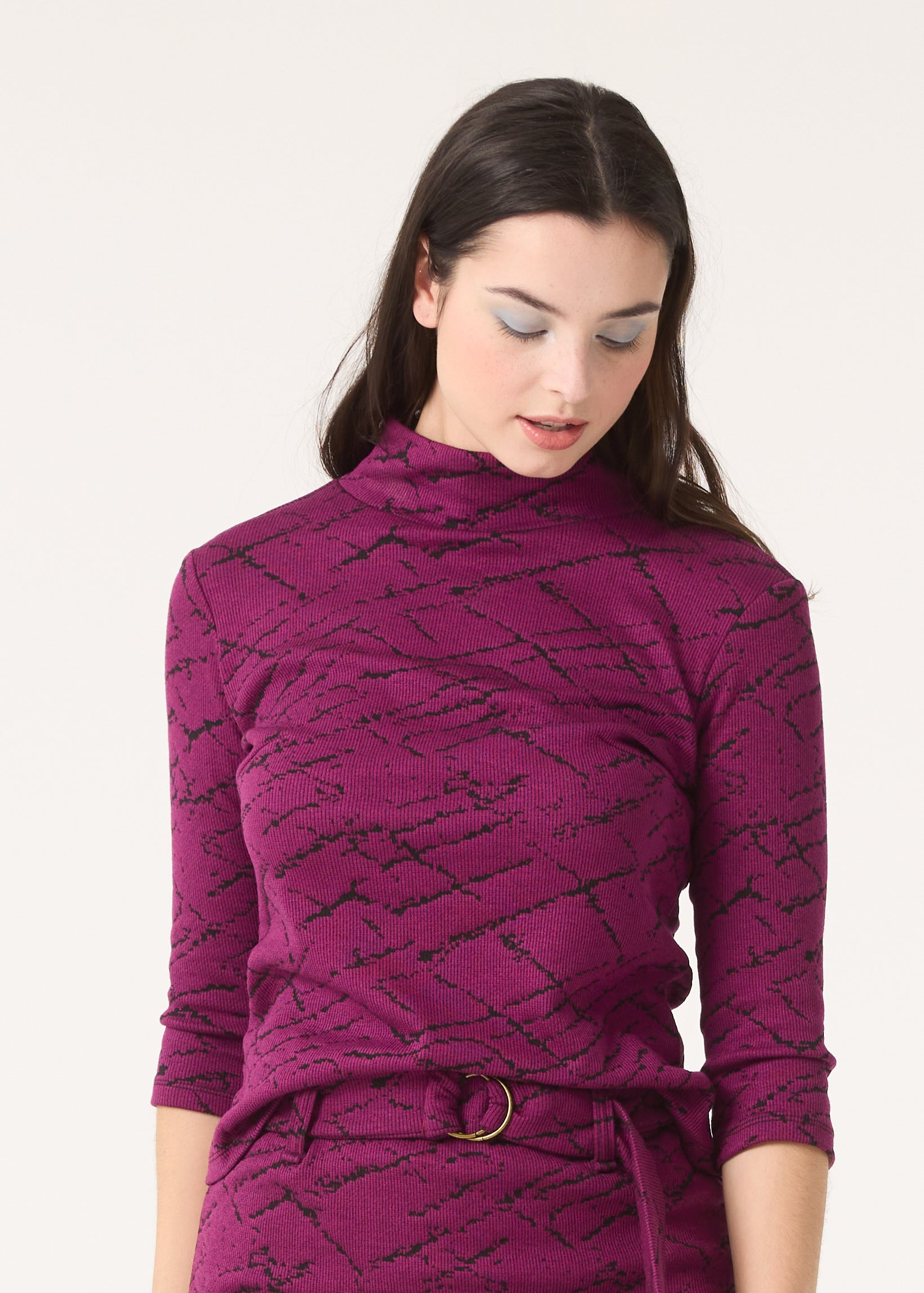 cokluch-haut-chandail-landscape-magenta-viscose-polyester