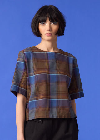 cokluch-haut-tshirt-blouse-sideral-plaid-bleu-viscose-ah2425