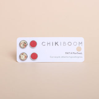 chikiboom-bouclesdoreilles-cuirrecycle-duo-fleurs-rose-inox