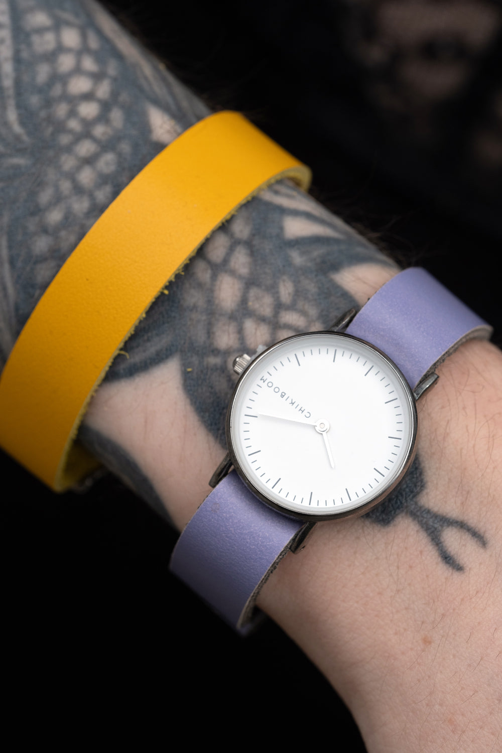 chikiboom-accessoires-bijoux-montres-bracelets-duos-cuir-argent-jaune-mauve