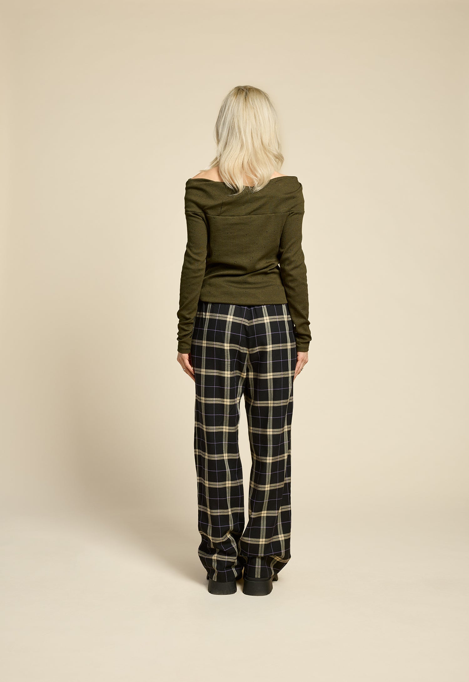 【ブラック（01）】E PLAID TROUSER Brickell Plaid Trousers - Dark Grey – The Frankie Shop