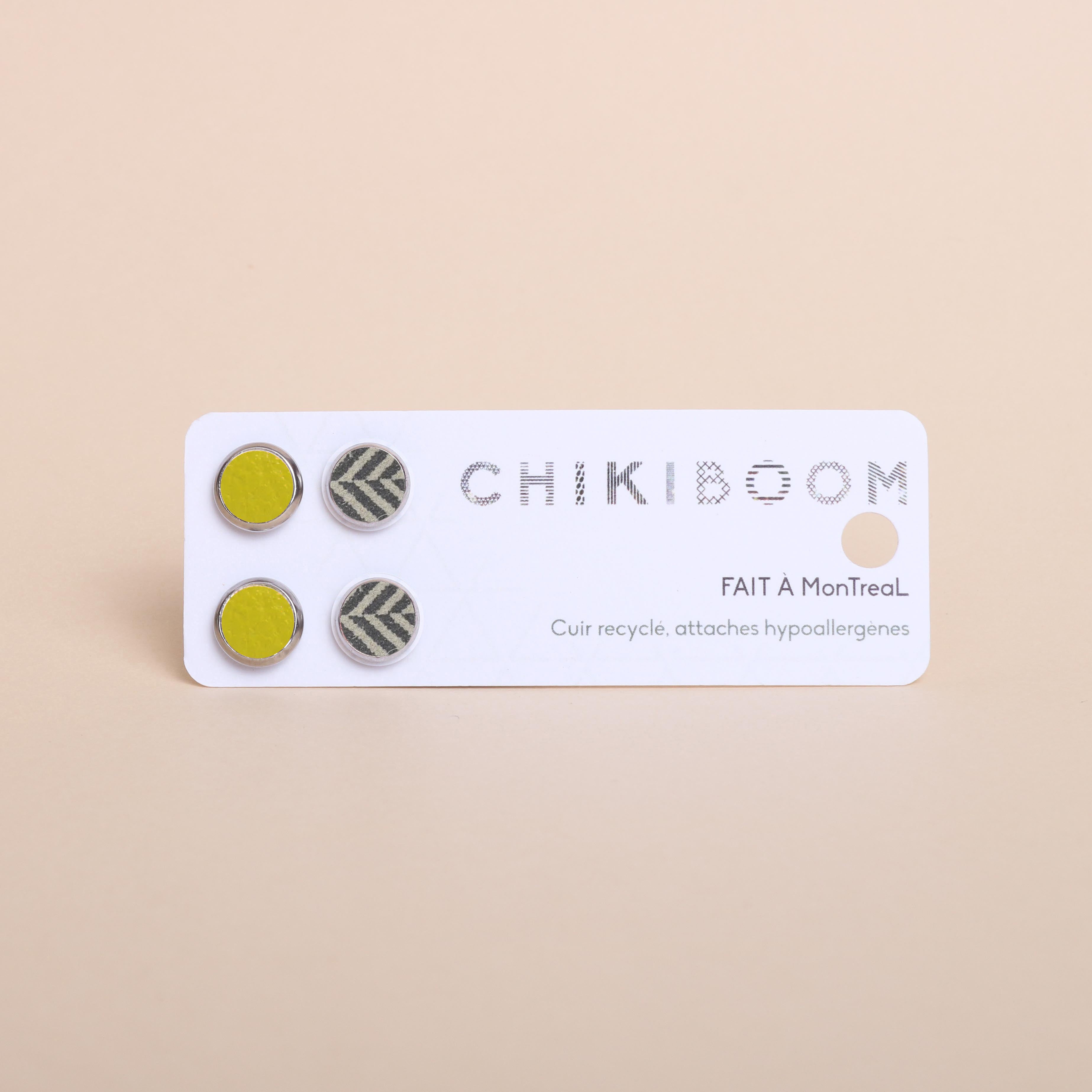 chikiboom-bouclesdoreilles-cuirrecycle-duo-chevron-gris-jaune-moutarde-inox