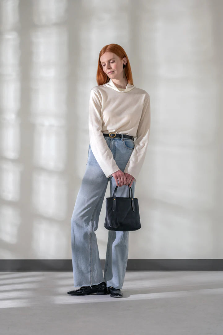 Leather handbag with shoulder strap PAPINEAU 