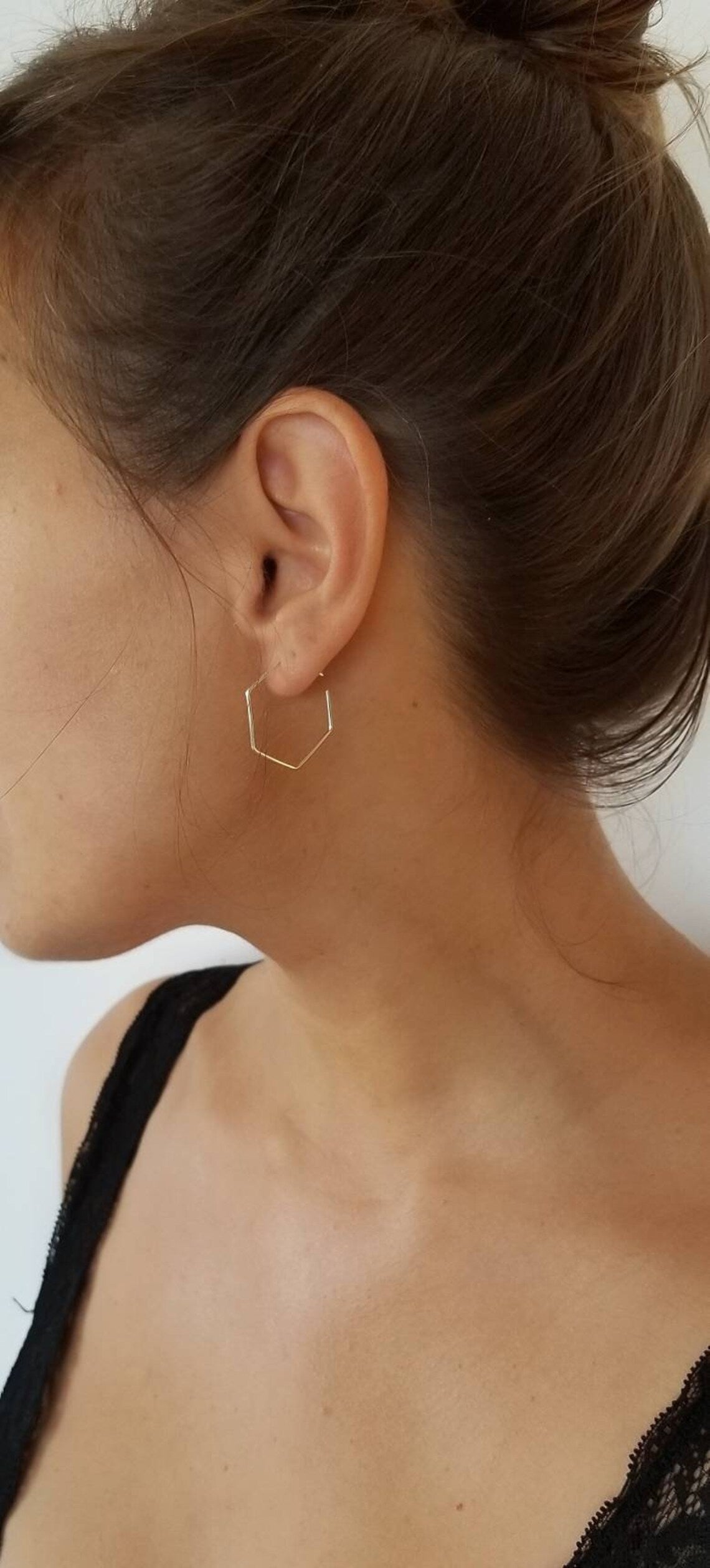 SWAN HEXAGON Geometric Hoop Earrings