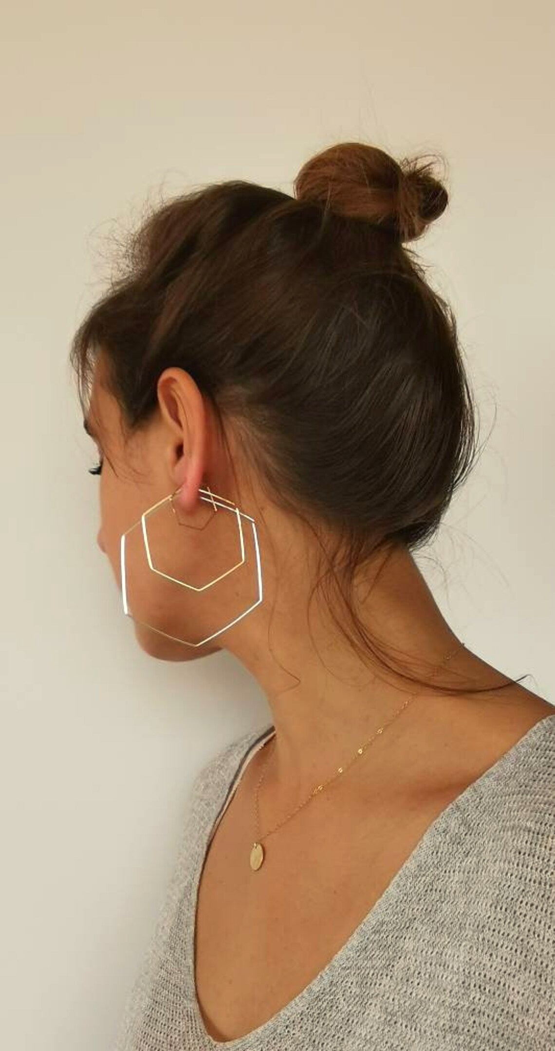 SWAN HEXAGON Geometric Hoop Earrings